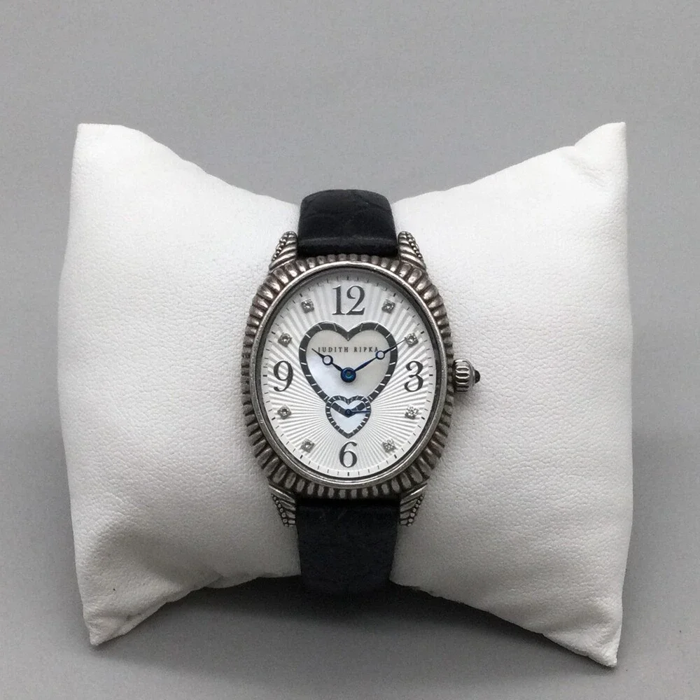 Judith Ripka Womens Watch 30mm Heart MOP Dial Sterling Silver New Battery